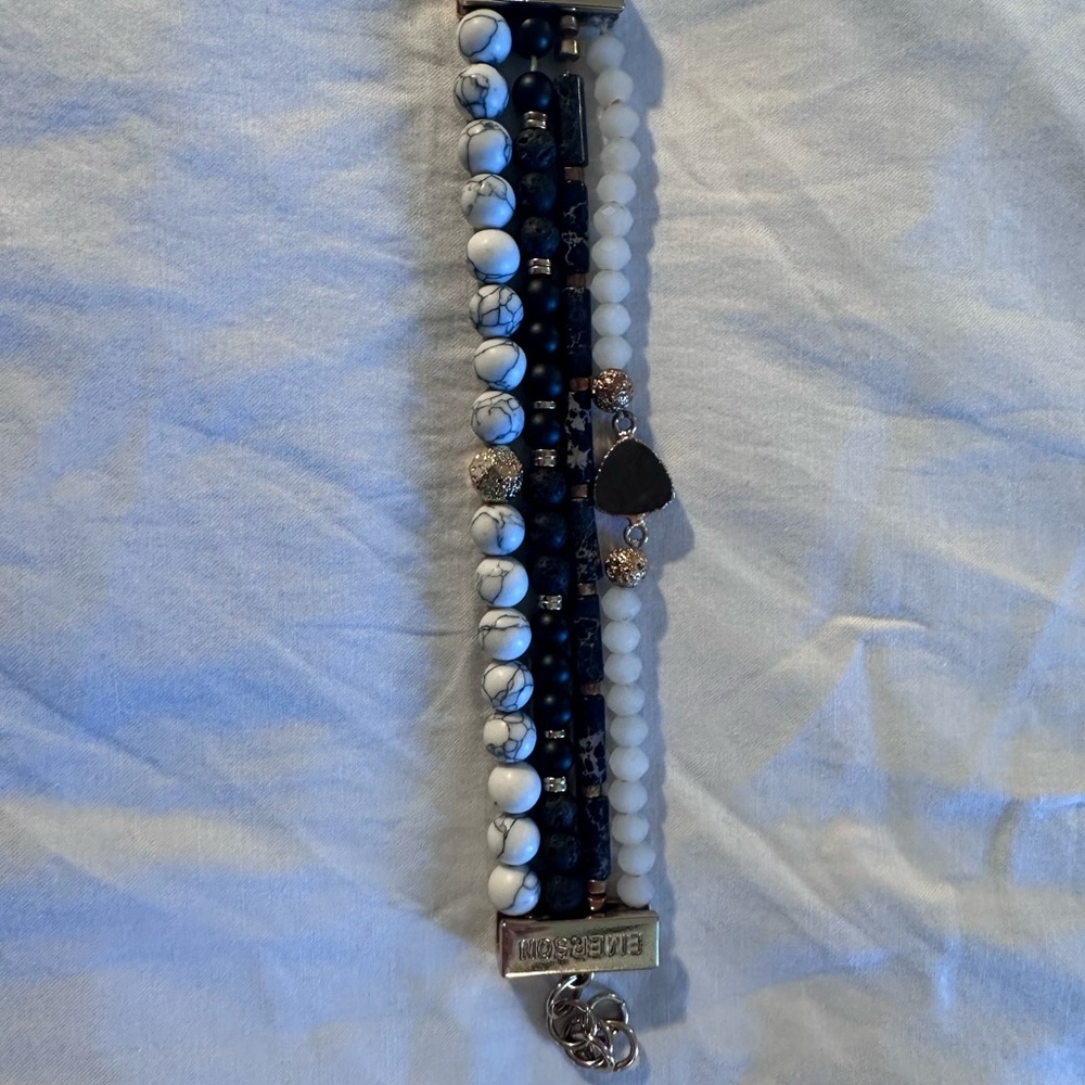 Elegant Blue and White Beaded Bracelet